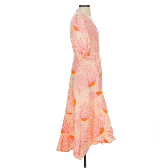 KATE SPADE Floral Pink Falling Flowers Size 6 Cotton Wrap Bohemian Dress NEW - Picture 6 of 8